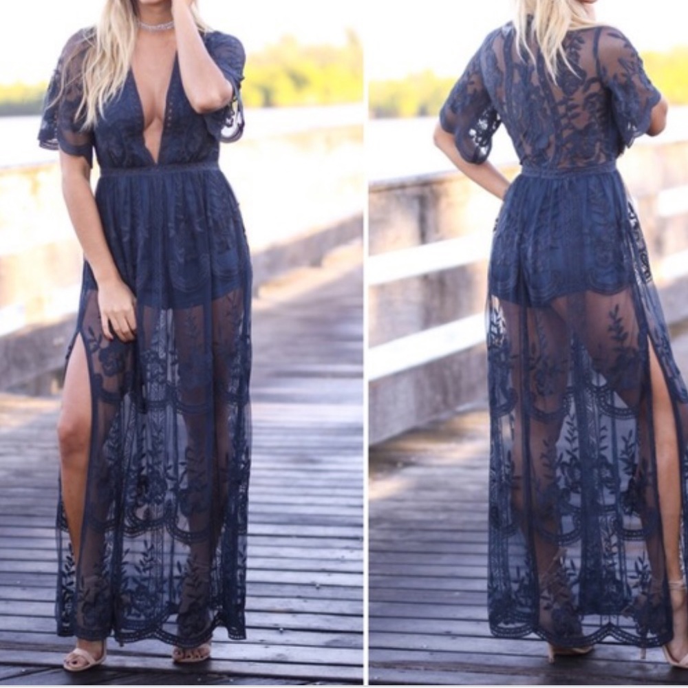 Floor length lace dress